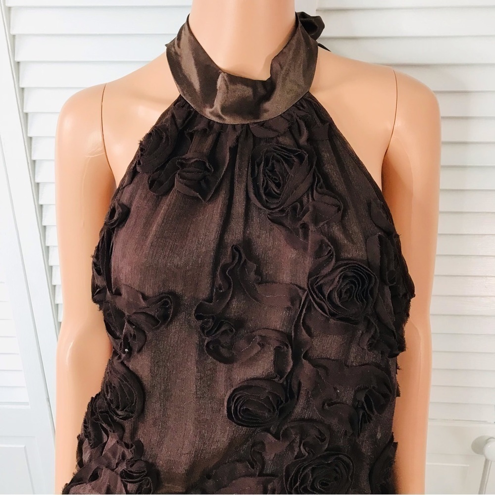 New HEART SOUL Brown Flower Halter Top Blouse Size Extra Large - Picture 2 of 8